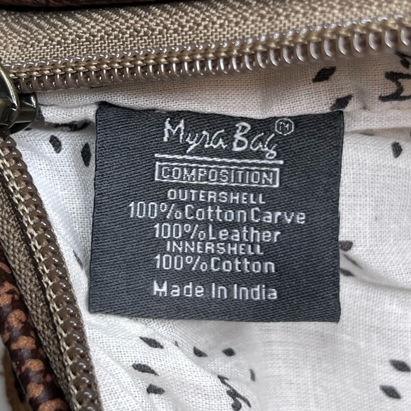 Myra Bag Floral Boho 100% Cotton Leather Trim Small Crossbody Bag - Picture 4 of 13